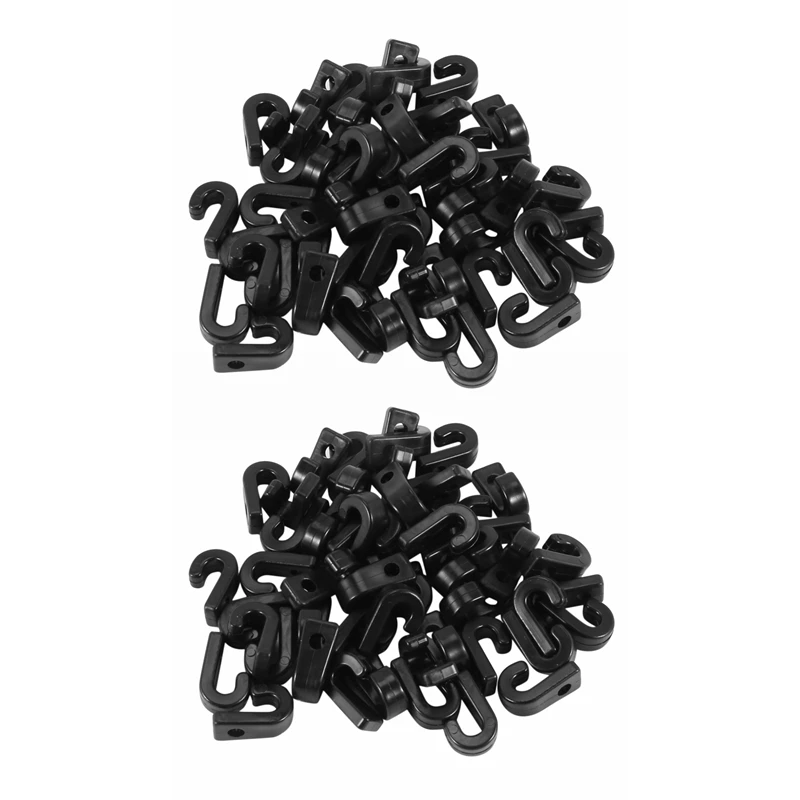 

100Pcs Nylon Bungee Lashing Shock Cord J Hooks Tie Down Hook For Kayaks Canoes Boats