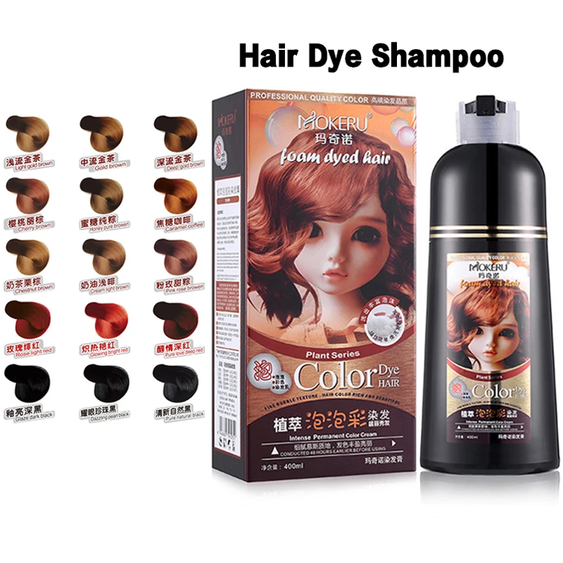 Стойкий натуральный шампунь Mokeru для седых волос 5 минут постоянной краски женщин