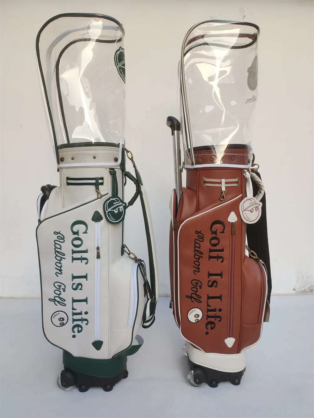

Malbon Golf Bag with Wheels Standard Caddy Package Brown White Color Men Lady Sports Golf Clubs Bag