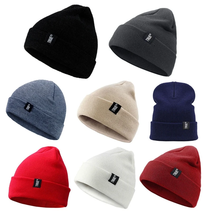 

Casual Beanies for Men Women Fashion Knitted Winter Hat Solid Hip-hop Skullies
