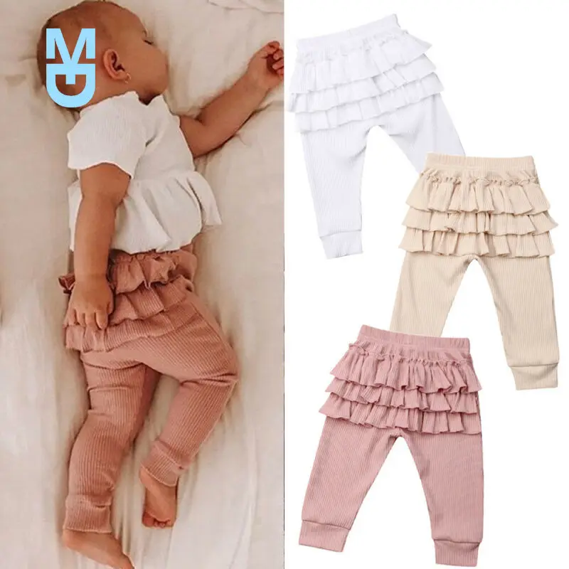 

New Baby Girl Ruffle Leggings Trousers Toddler Casual School Long Pants Clothes