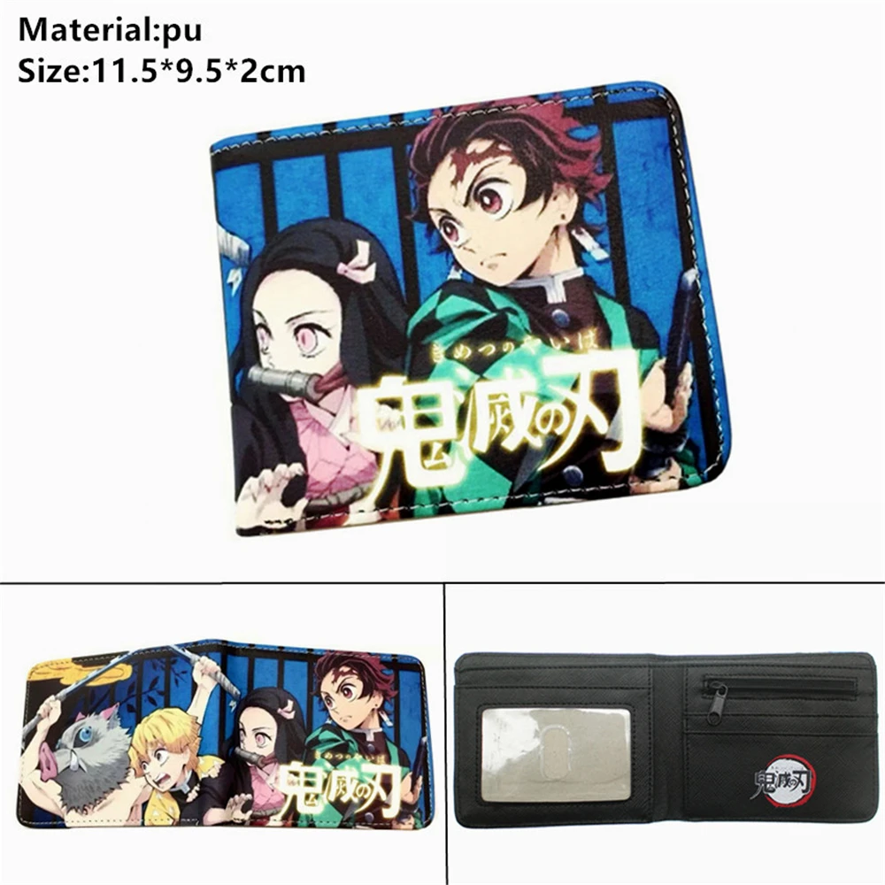

Anime Demon Slayer Tanjirou Print Wallet Cartoon Leather Bifold Zipper Coin Pocket Photo Credit Card Holder Unisex Casual Purse