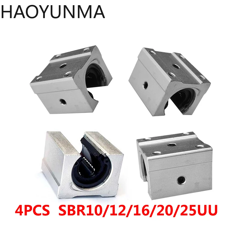 4 шт. SBR10UU SBR12UU SBR16UU SBR20UU SBR25UU 12 мм 16 20 линейный Шарикоподшипниковый блок для