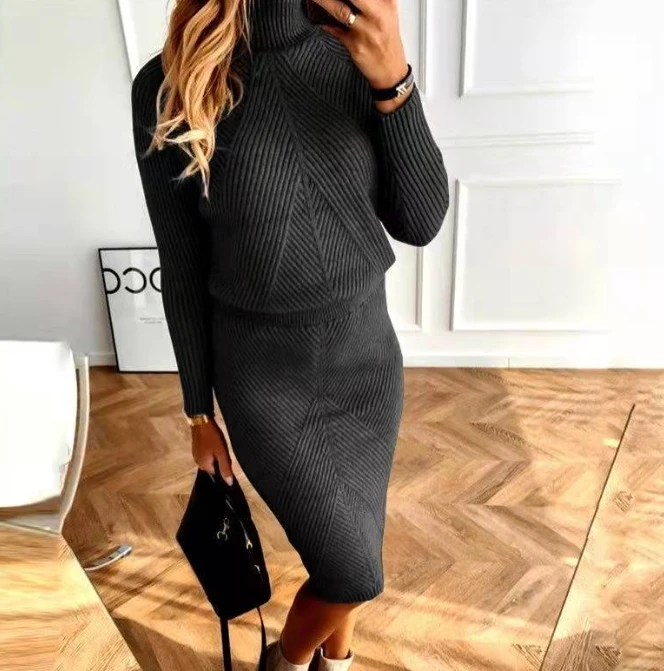 Женская одежда из двух предметов осенняя новая вязаная водолазка пуловер с