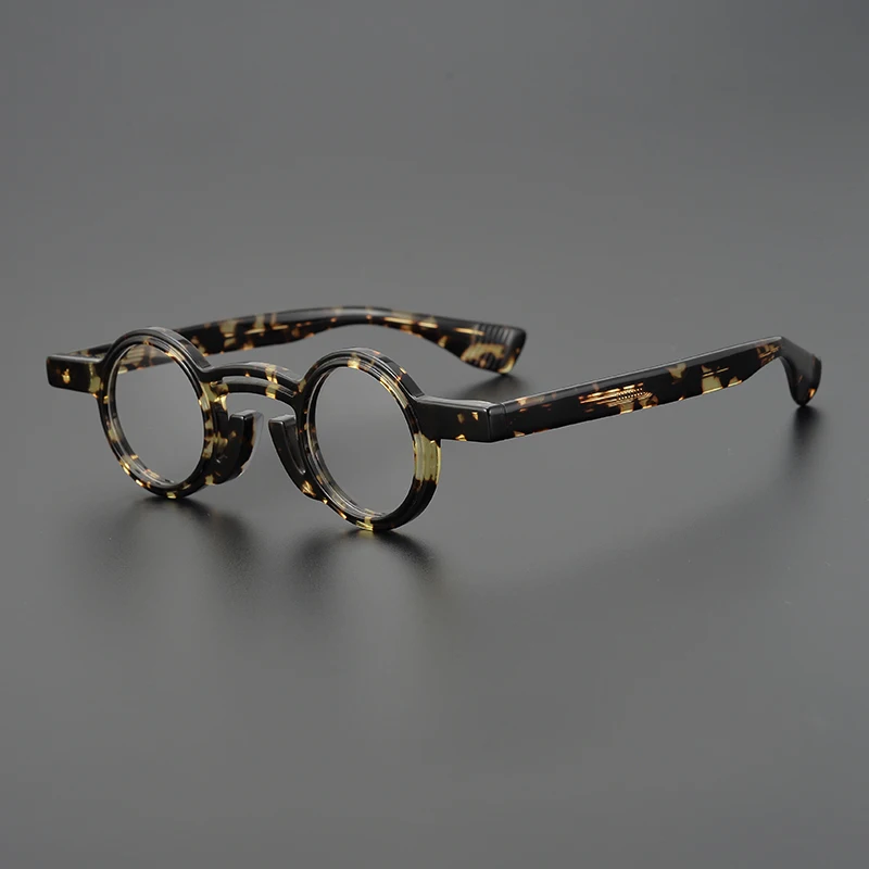 Handmade Round Glasses Male And Female Tortoiseshell Yellow Small Frame Myopia Anti-blue Light Discoloration Free Shipping
