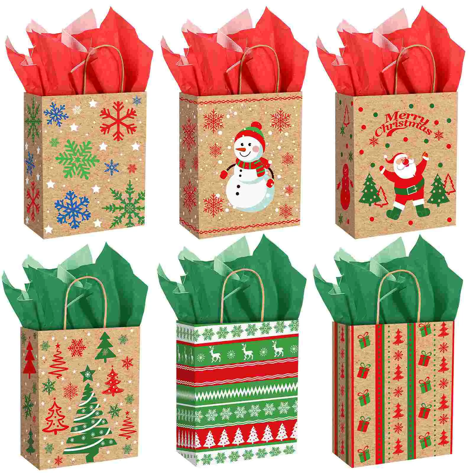 

Рождественские подарочные пакеты, 24 шт., 30 листов бумажных подарочных пакетов и бумажных пакетов