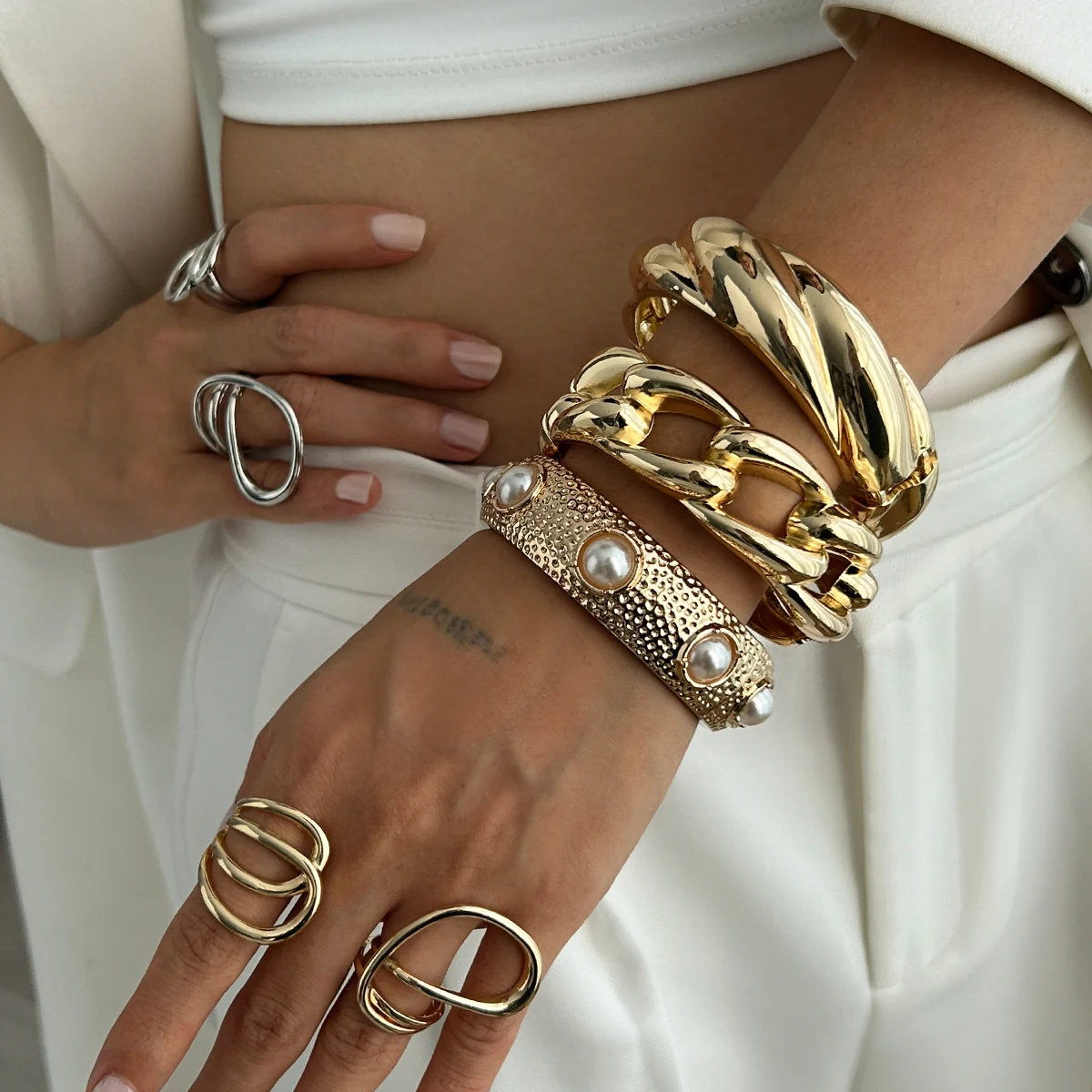 Ingemark Punk креативный тяжелый металлический массивный весенний браслет модный