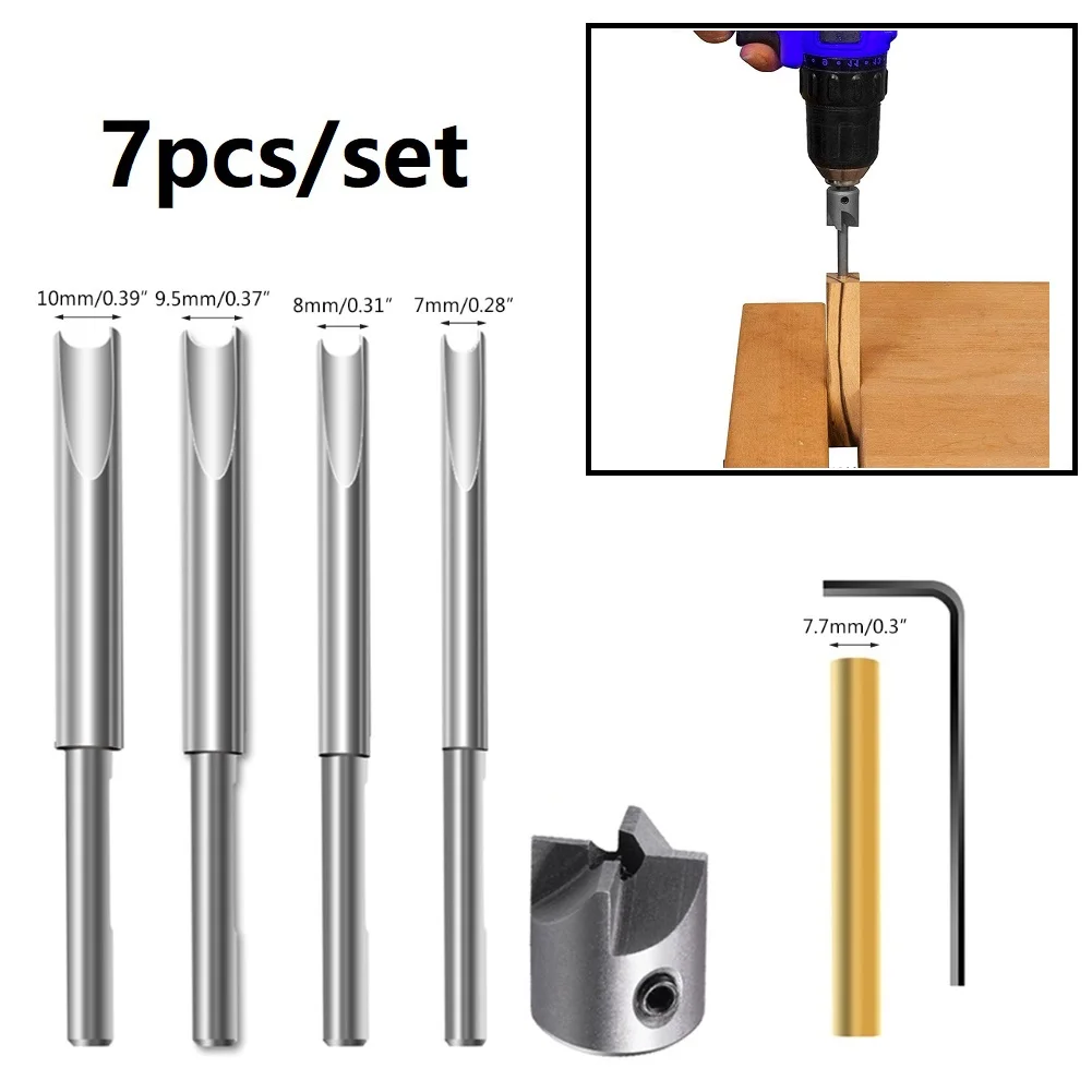 

7pcs HSS Milling Cutter Hex Wrench Copper Tube Wood Turning Kit Pen Barrel Trimmers Cutter Trimming Woodworking Tool