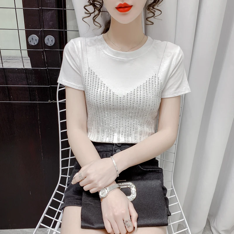 Футболки новая дизайнерская короткая трендовая футболка с круглым вырезом и