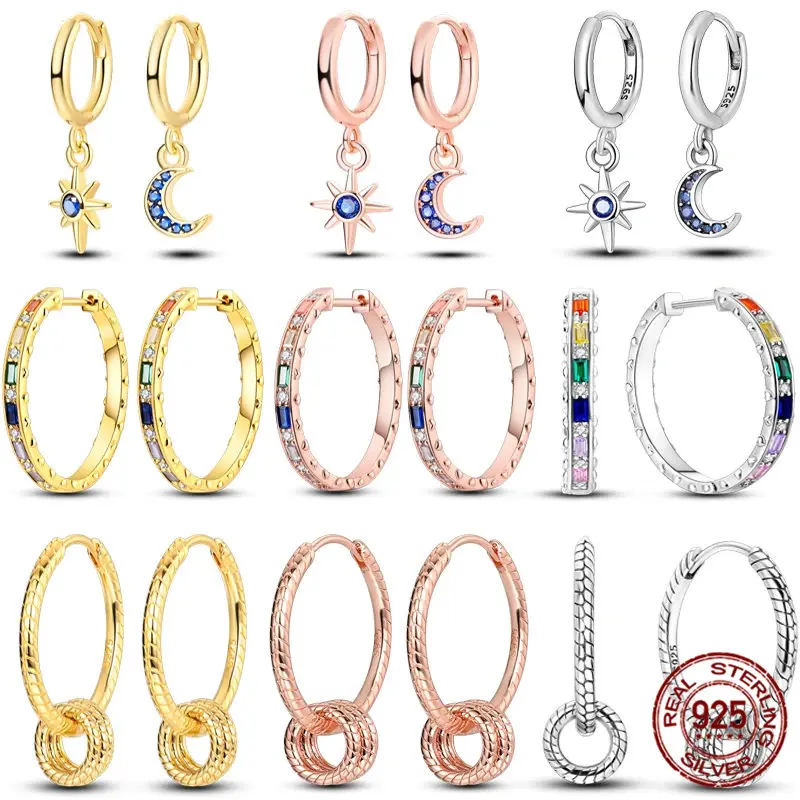 100% 925 пробы серебряные серьги с перьями Синий Циркон циркон U-образная форма