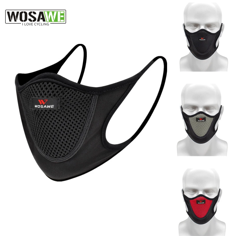 

WOSAWE Cycling Face Mask Dust Mask Running Windproof Air Purifying Face Mask With Filter Anti-Pollution Washable MTB Bike Mask