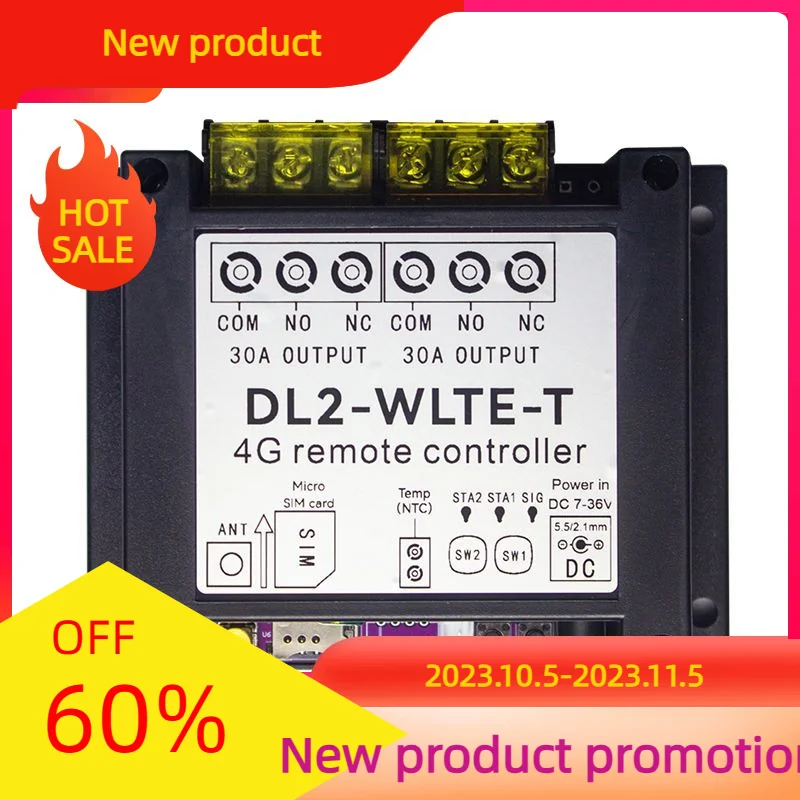 

DIN-rail GSM 4G LTE SMS APP Web Remote Controller Switch 30A 2 Channel Relay Output For Water Boiler Heating Temperature Monitor