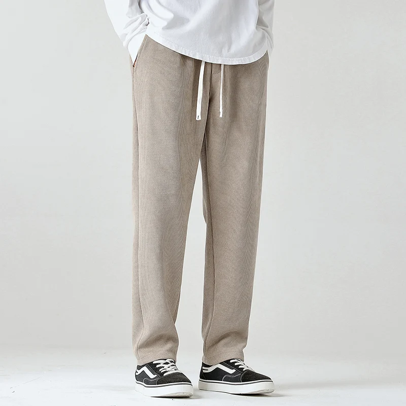 Autumn Winter Chenille Fabric Sweatpants Men Joggers Sport Trousers Streetwear Loose Casual Iron-free Drape Straight Long Pants