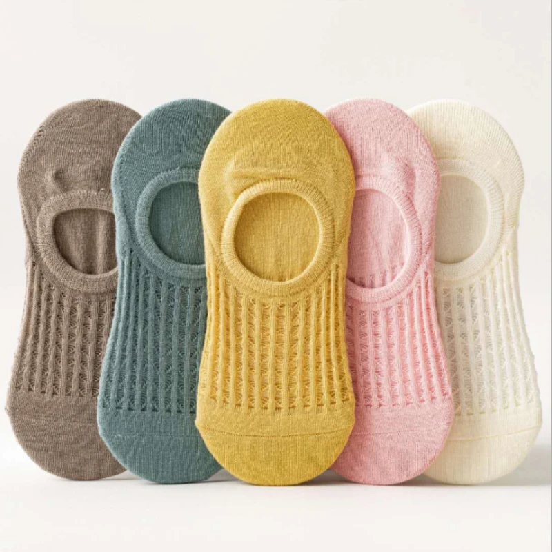 Invisible Women Boat Socks Summer Silicone Non-slip Ankle Low Female Cotton Thin Show Breathable Calcetines Chaussette 5 Pair - купить по