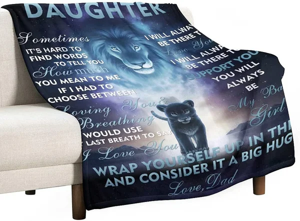 

Mom and Dad Birthday Gift for Daughter Son, Thanksgiving Gift,Personalized Lion Flannel Blanket, Daughter Gift from mom