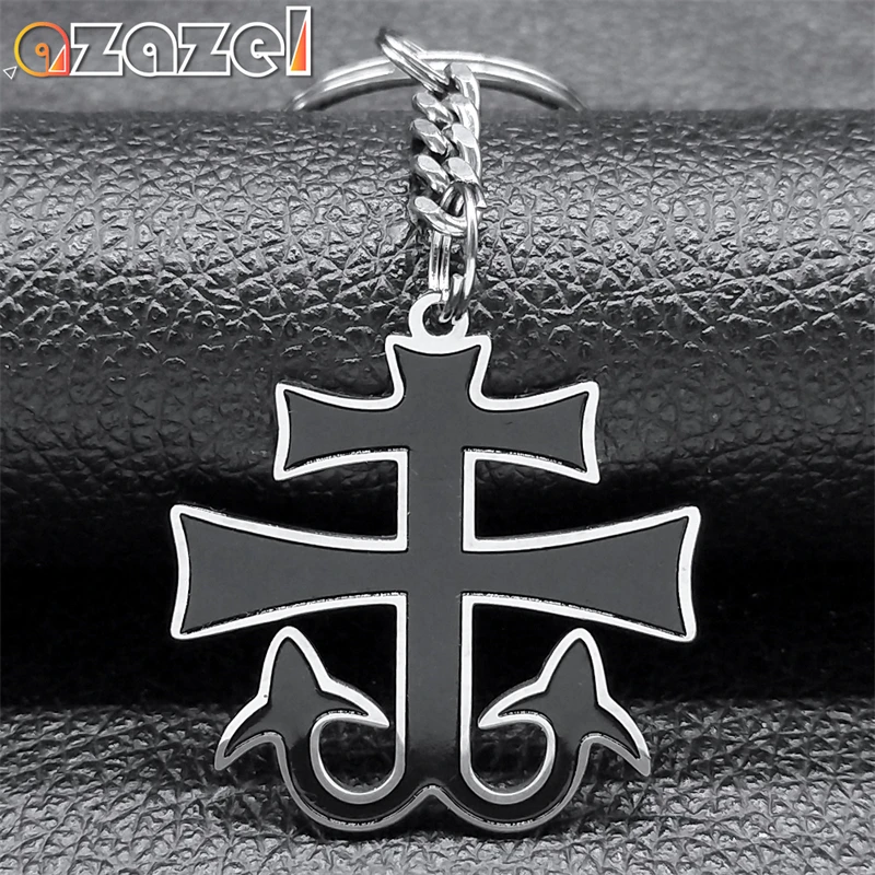 

Goth Camargue Cross Pendant Keychain for Men Women Stainless Steel Silver Color Key Chain Jewelry Aceessories Gifts K7771S08