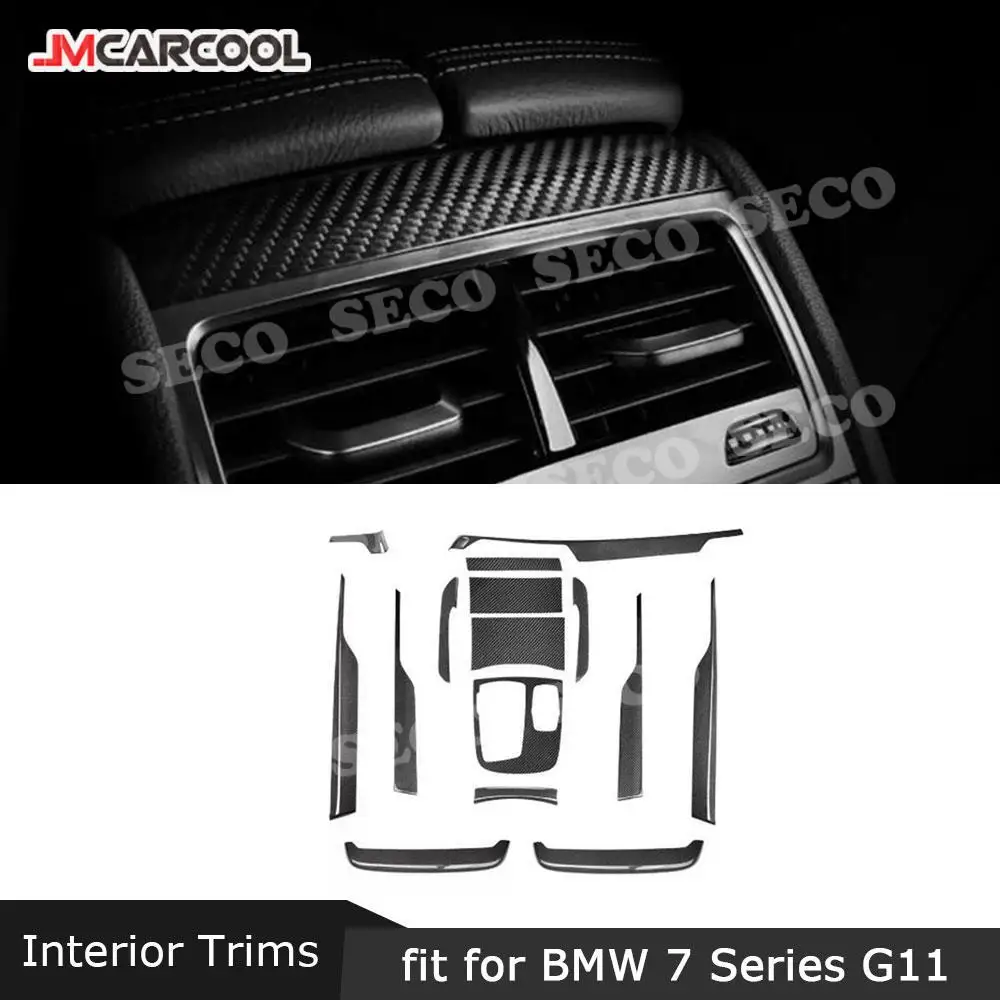 Наклейки из углеродного волокна на приборную панель центральной консоли, на вентиляционное отверстие, для BMW 7 серии G11 M760 2016-2019, украшение интерьера Наклейки из углеродного волокна на приборную панель центральной консоли, на вентиляционное отверстие, для BMW 7 серии G11 M760 2016-2019, украшение интерьера