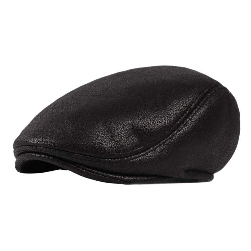 Берет для мужчин среднего и пожилого возраста теплая водонепроницаемая кожаная