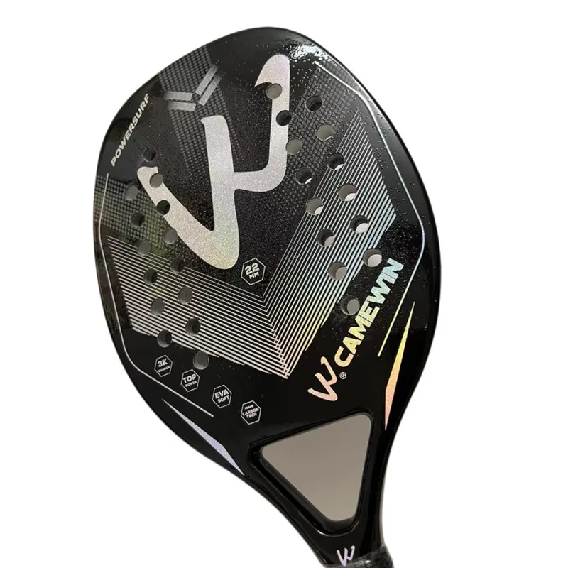 2022 New 3K Camewin Full Carbon Fiber Rough Beach Tennis Racket with Bag to Send Premium Sweatband Plus Tennis Padel