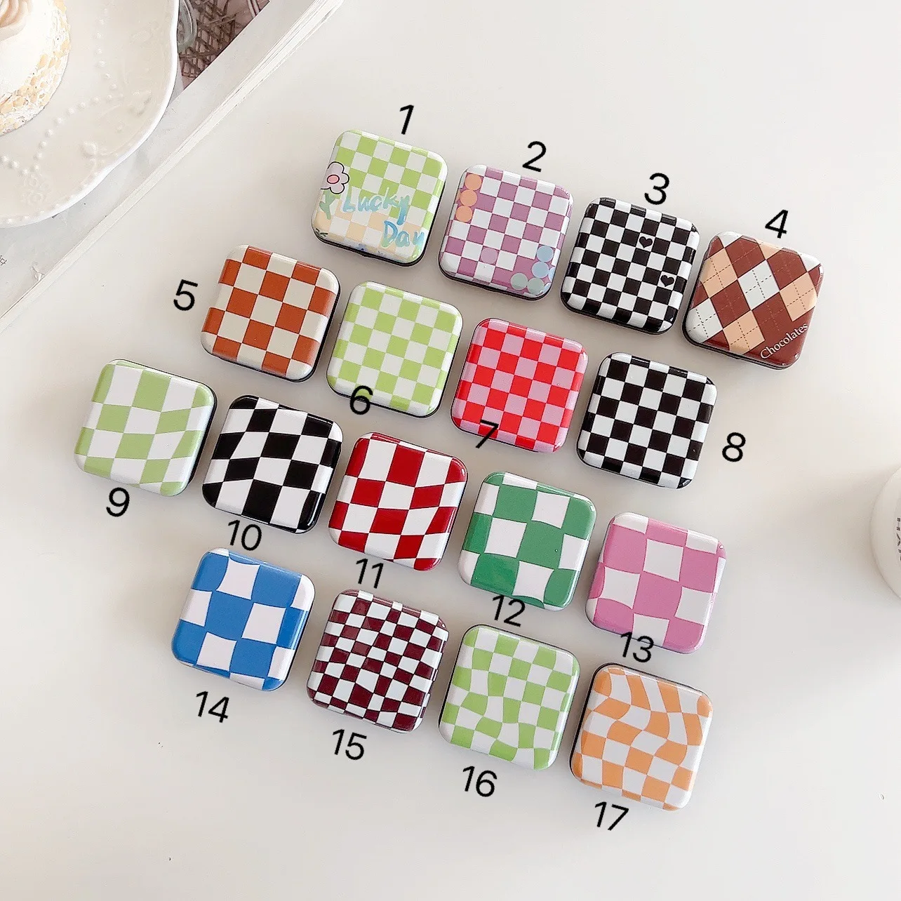 INS клетчатая Шахматная зеркальная Складная подставка для телефона девочек