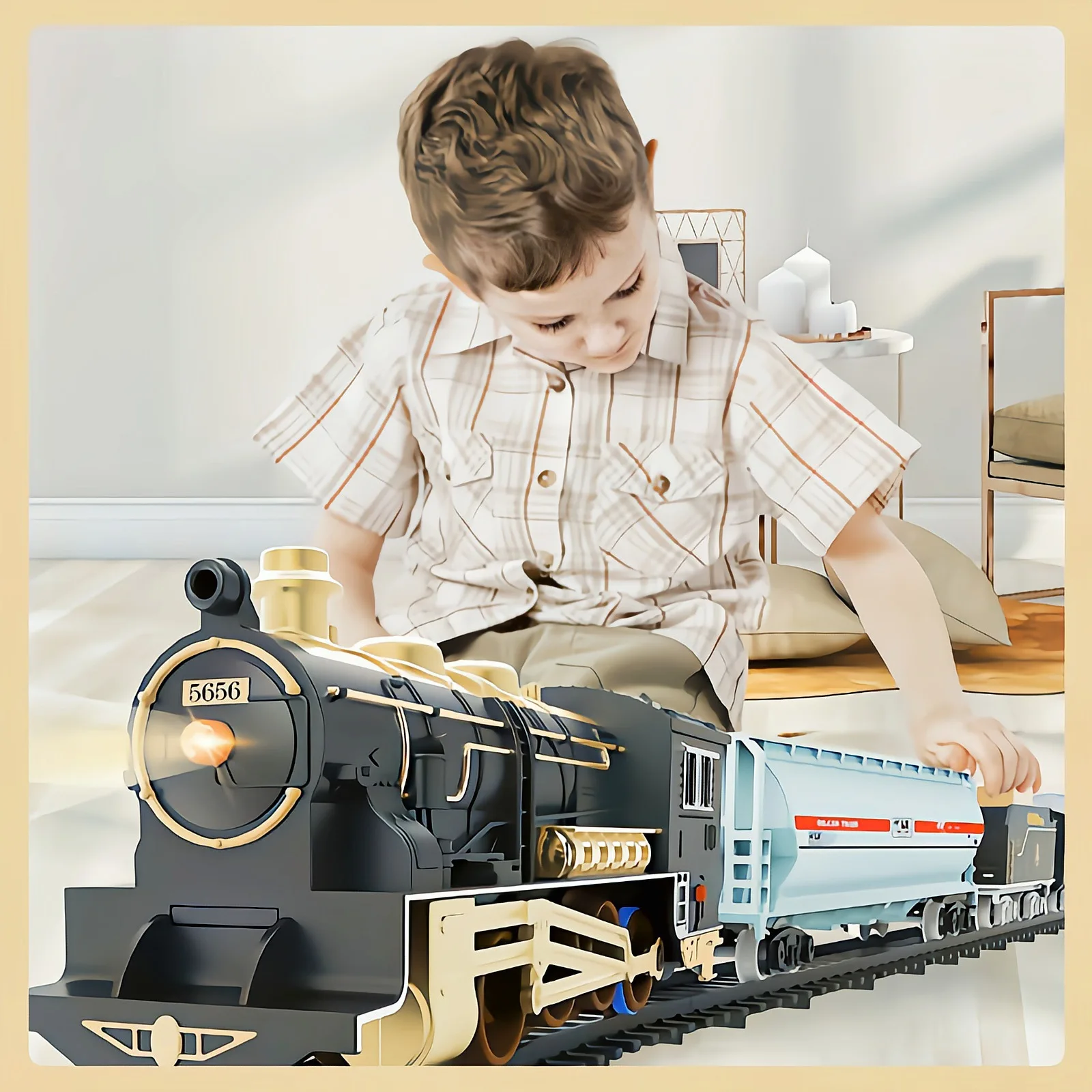 

Электрический Железнодорожный автомобиль, маленький поезд, сборка пазлов, игрушка на рельсах, высокоскоростная рейка, модель динозавра на ...