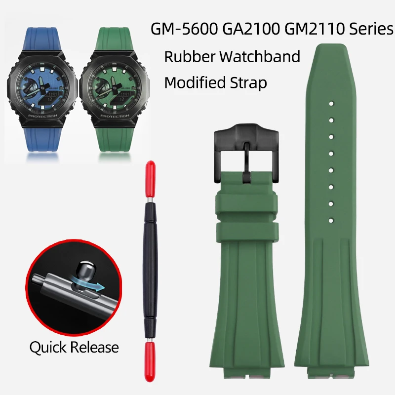 Резиновый ремешок для часов модифицированный Casio G-SHOCK GA2100 GM2110 спортивный