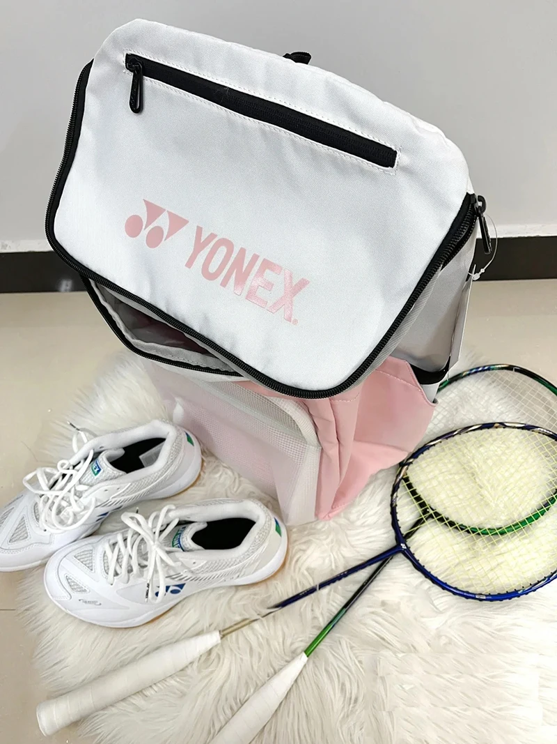 Original YONEX Women's Light Badminton Backpack With Independent Shoes Compartment Light Sport Racquet Bag Holds Up To 2 Rackets
