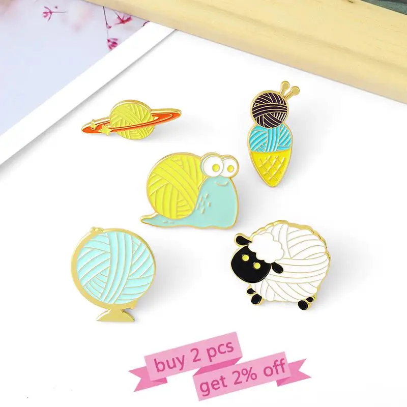 Эмалированные булавки в форме шара из пряжи индивидуальный значок на лацкан виде