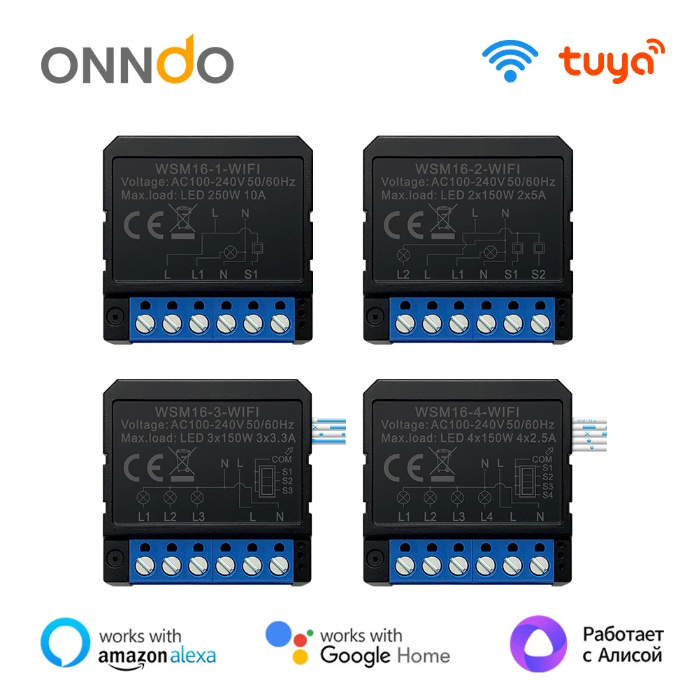 

ONNDO Tuya WiFi Mini Smart Switch 2-Way DIY Switches SmartLife App Timer Module Support Alexa Google Home Alice Voice Control