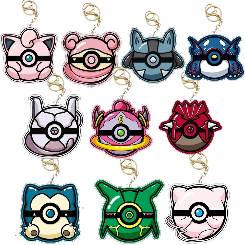 Аниме Pokemon Poké Ball Jigglypuff Lucario Kyogre Mewtwo Groudon Mew Rayquaza Snorlax акриловый брелок для ключей