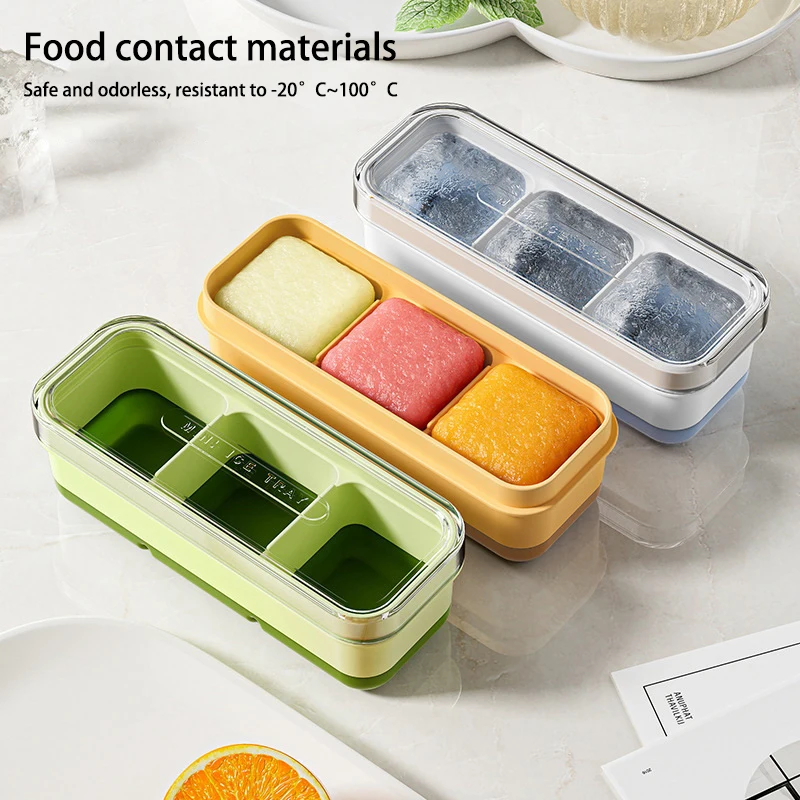 Большая форма для льда с 3 ячейками квадратная большая из пищевого силикона