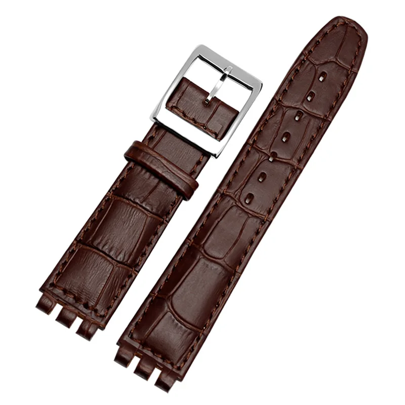 Leather watch strap is suitable for swatch YRS series concave convex interface strap 1719mm men's and women's Bracelet