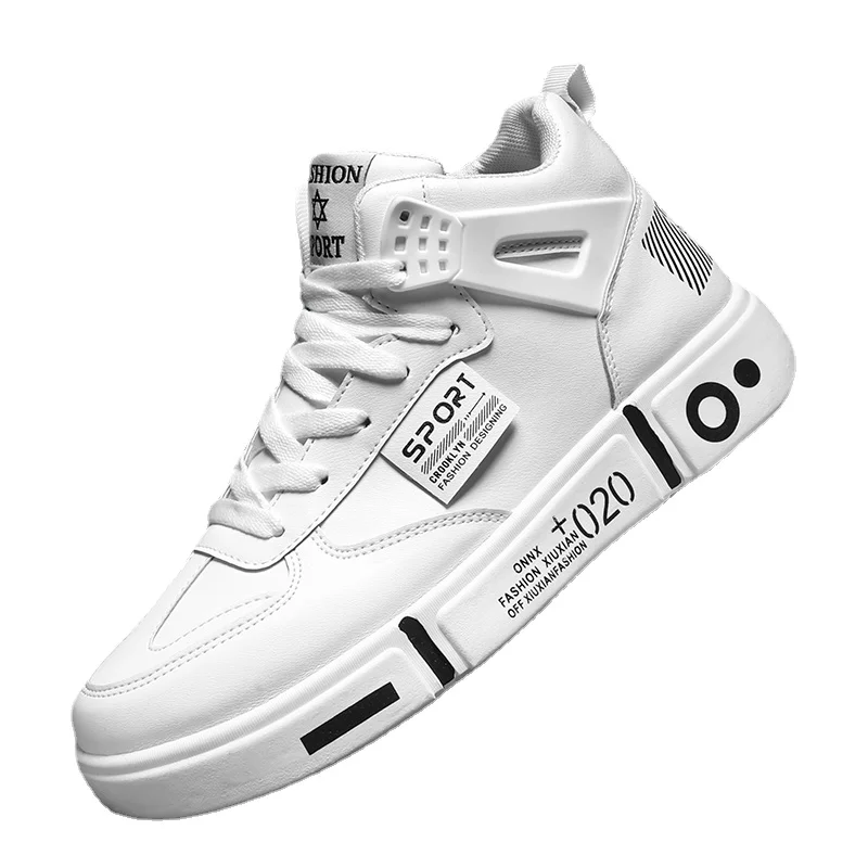 

New high top men's casual shoes Comfortable flat bottom outdoor fashionable walking shoes Student board shoes