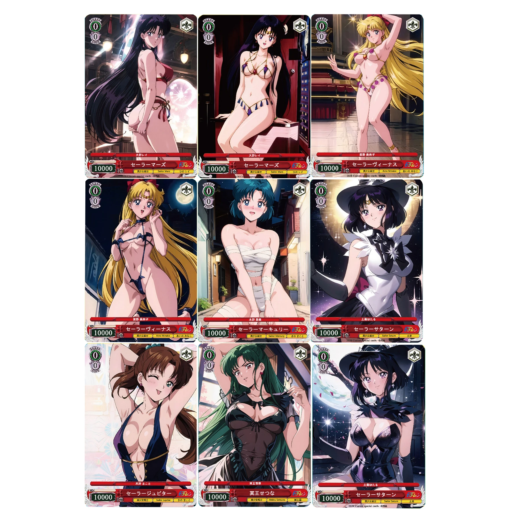 9 шт./компл. 59X86 мм Diy Self Made Tsukino Usagi Aino Minako Коллекционная карта Color Flash Hino Rei Mizuno Ami Ws