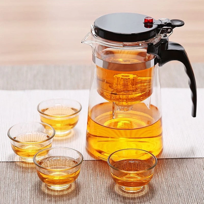 

Tea Sets Heat Resistant Glass TeaPot Tea Infuser Chinese Kung Fu Tea Set Kettle Coffee Glass Maker Convenient Office Tea Pots