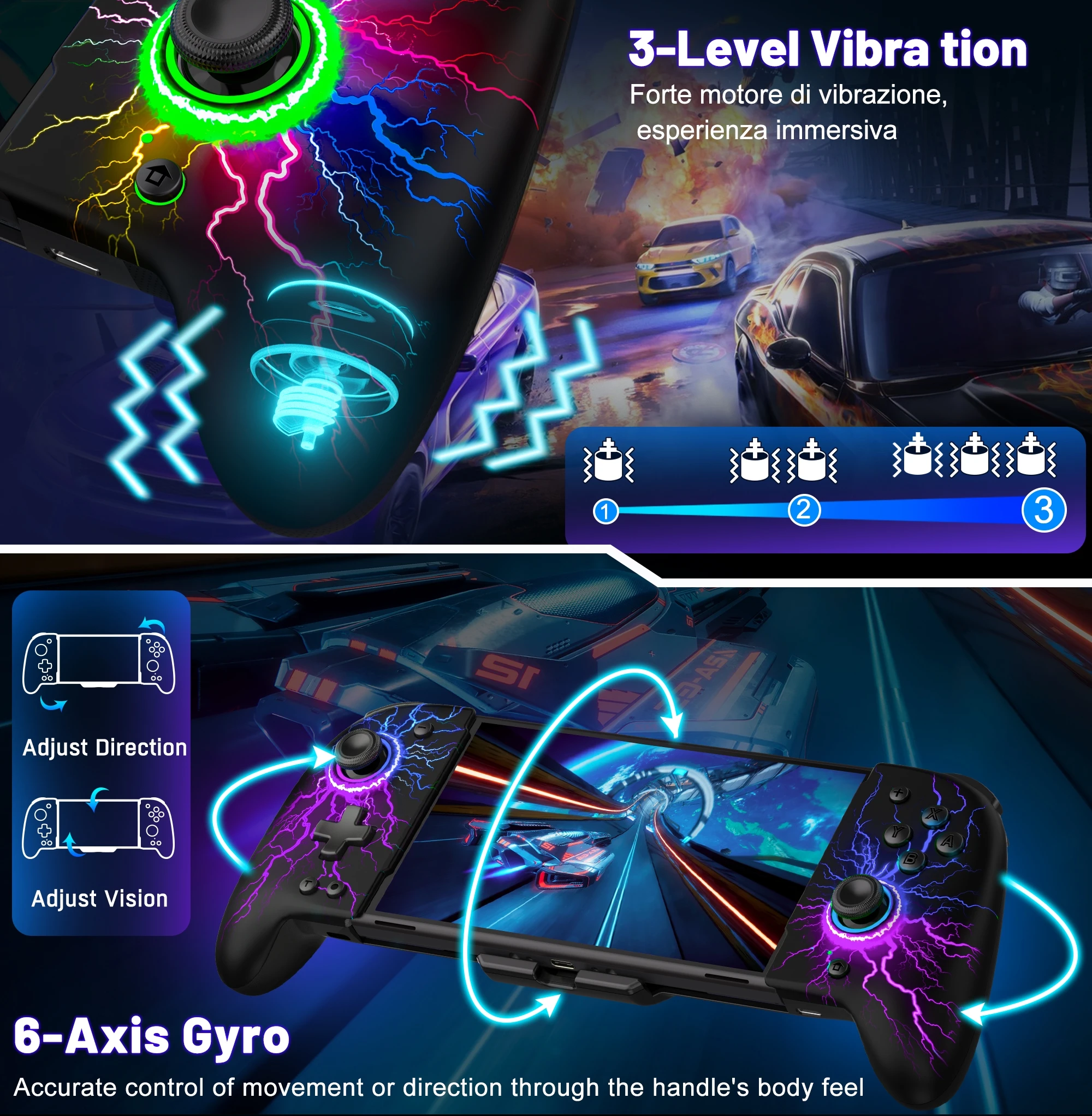 Контроллер BEBONCOOL JC202 RGB для Nintendo Switch / oled1000 мА · ч 6-осевой геймпад с картой