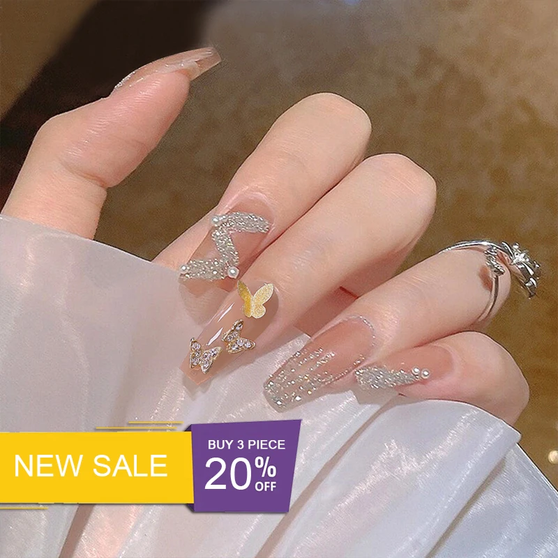 

5D Butterfly Embossed Nail Sticker Beautiful Simple Gray Gradient Nail Art Design Diamond Flower Manicure Slider Decals