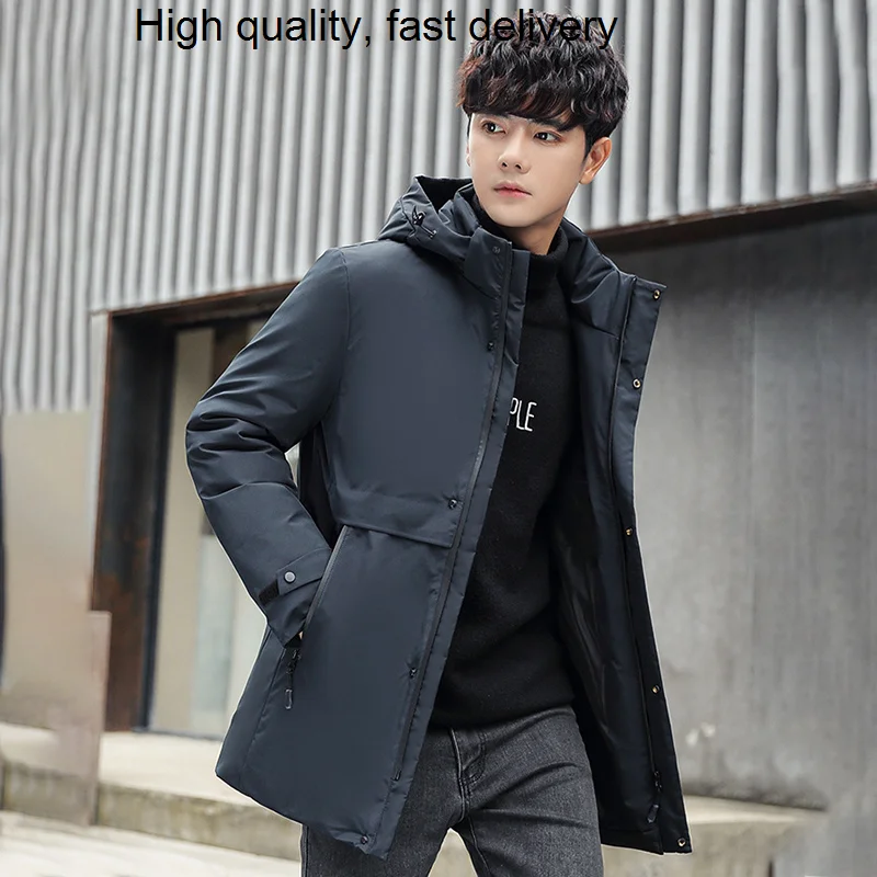 Padded Top Quality Brand Casual Fashion Thick Warm Men Long Parka Winter Jacket Hooded Trench Coat Men 2023 988