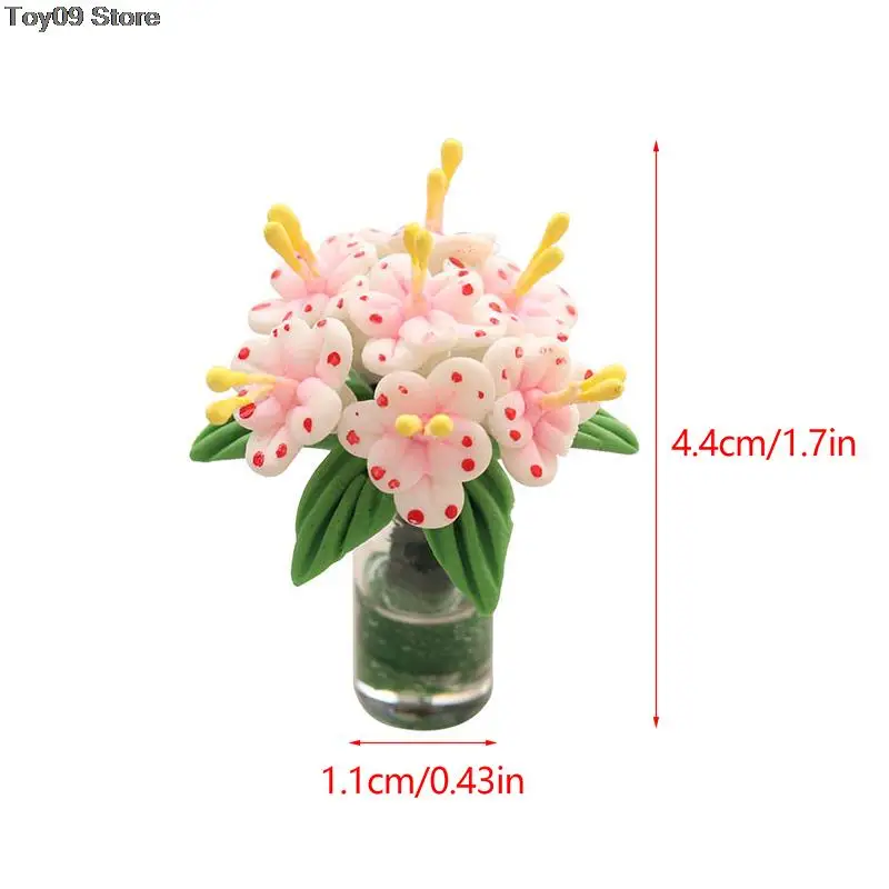 

High Quality 1PC 4.4cm 1:12 Dollhouse Miniature Lily Vase Potted Plant Flower Pot Bonsai Plant Model Home Garden Decor Toy