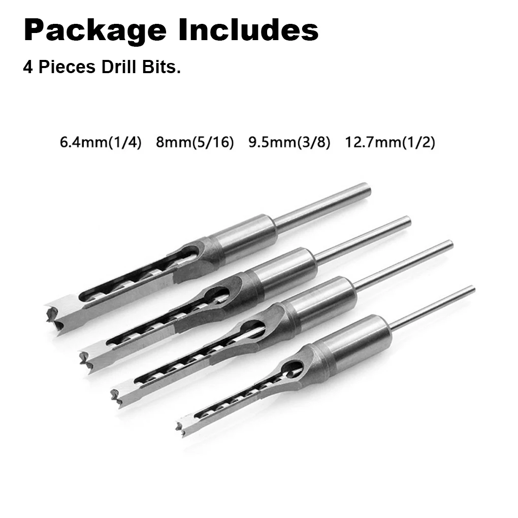 

4 Pieces Woodworking Drill Bits Square Bit Replacement Tools