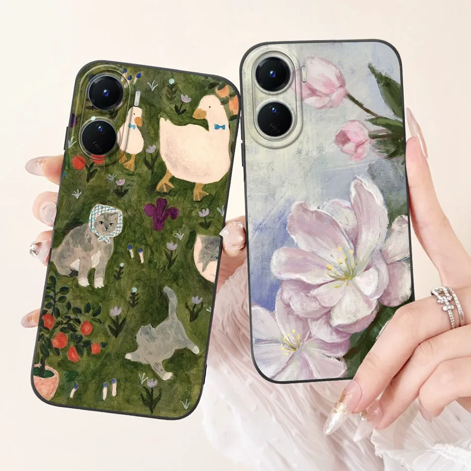 ДЛЯ Vivo Y16 Y56 элегантная печатная искусственная Мягкая силиконовая защитная