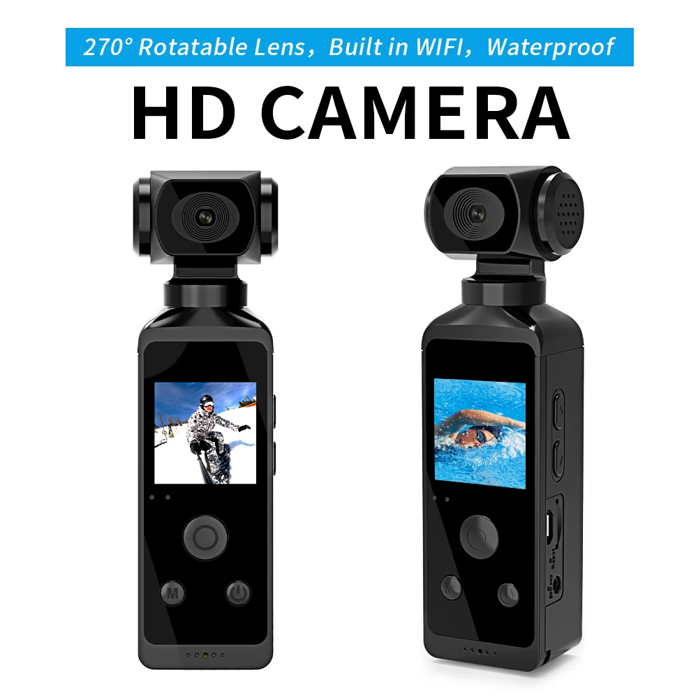 1.3" Screen Action Camera Pocket Cam 270° Rotatable Wifi Mi