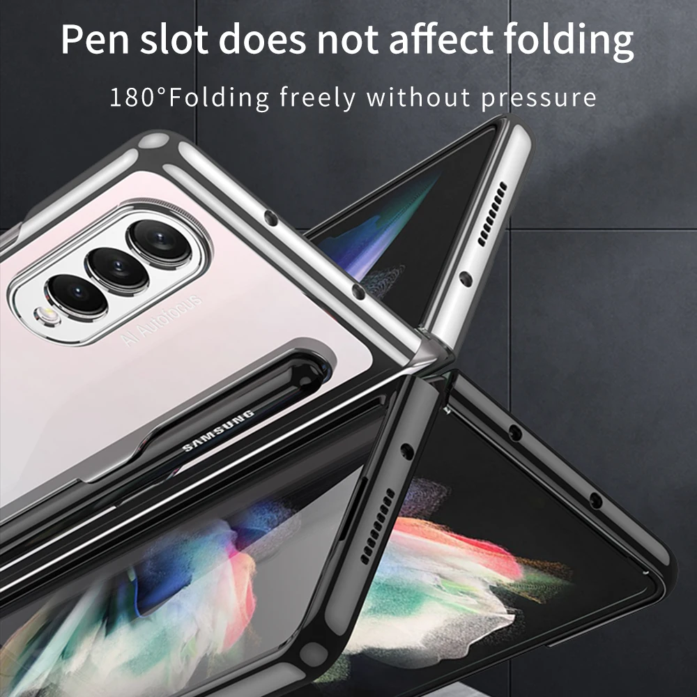 Tanie Z Fold 3 Etui Do Samsung Z Fold 3 5G Z Uchwytem Na Długopis Pokrywa Z Fold3 ZFold 3 Szkło Hartowane Do Galaxy Z Fold 3 Etui