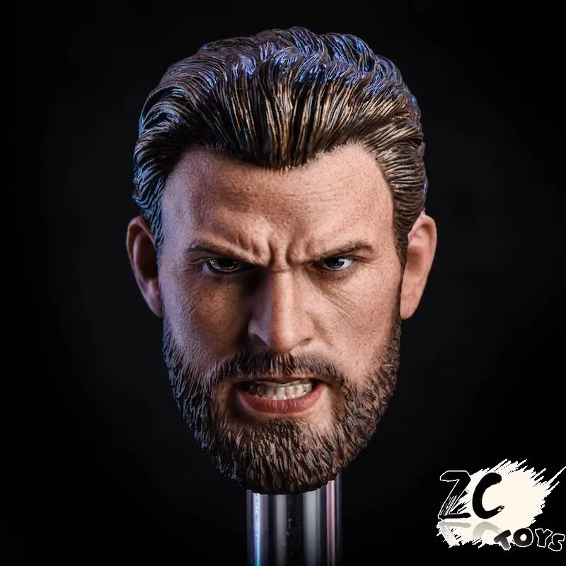 

ZCTOYS 1/6 Male Soldier Chris Evans Bearded Angry Edition Head Carving Model Accessories Fit 12 Inch Action Figures Body
