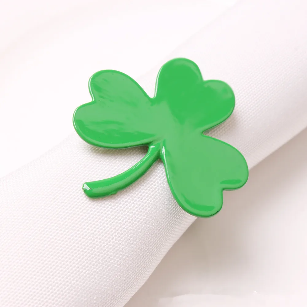 

8PCS/metal green lucky clover napkin ring table decoration holiday banquet wedding banquet hotel family gathering accessories