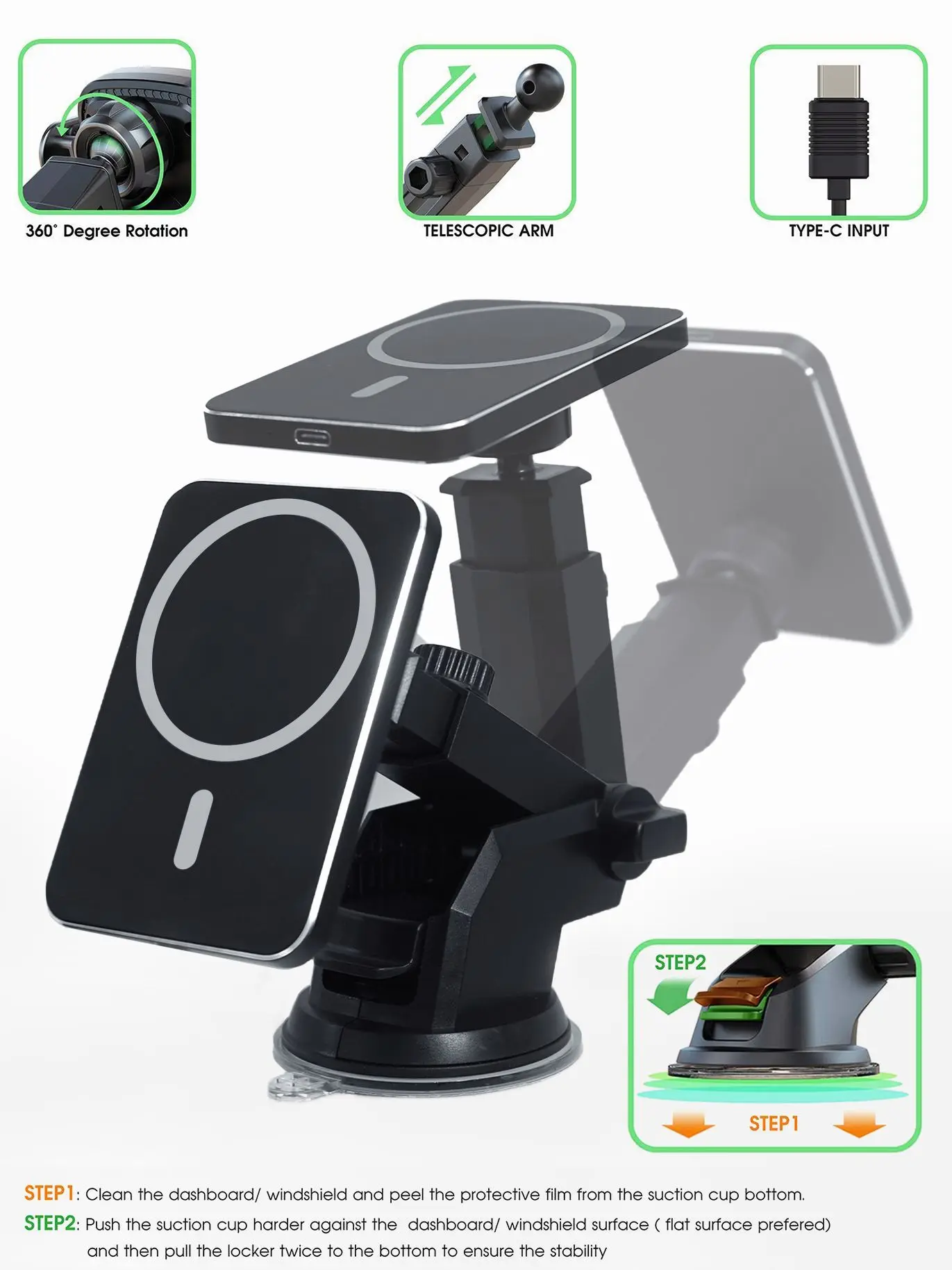 Tanie JMUYTOP Magnetyczny Uchwyt Samochodowy Na Telefon 15W Bezprzewodowa ładowarka Samochodowa Stabilna Deska Rozdzielcza Air Vent Wsparcie Dla IPhone 12 13 14 Series