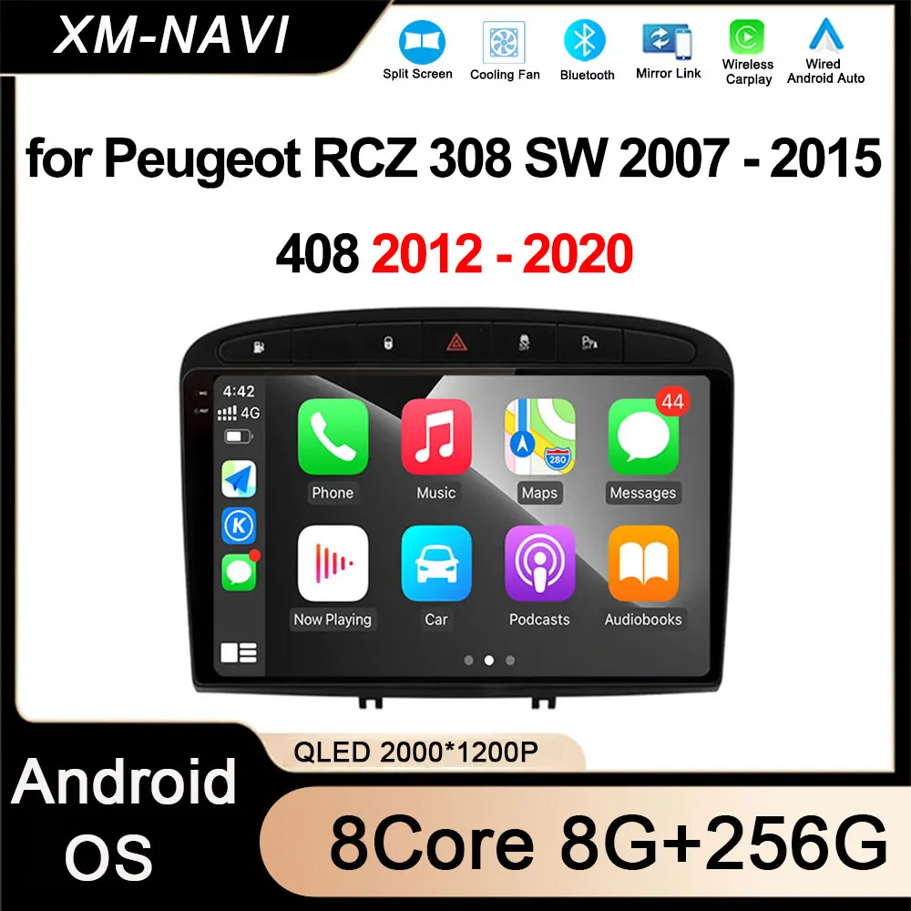 Carplay Android авто для Peugeot RCZ 308 SW 2007 - 2015 408 2012 2020 навигация GPS мультимедийный видеоплеер
