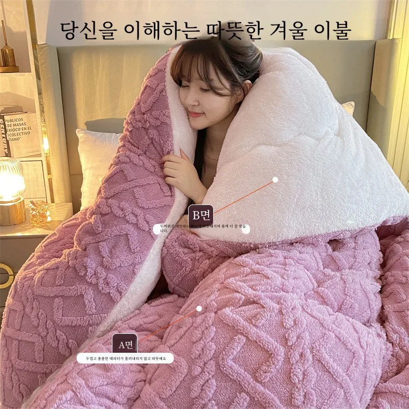 5.00kg Spring and Autumn Quilt Household Thickened Warm Berber Fleece Duvet Insert Winter Student Dormitory Singl...