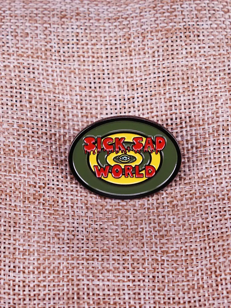 Эмалированная шпилька с надписью No Life Hope Future Sad World