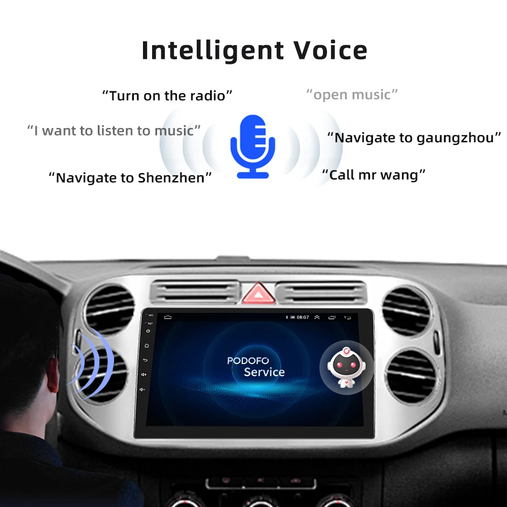 Автомагнитола Podofo для Volkswagen Tiguan 2010-2015 мультимедийный видеоплеер Carplay GPS-навигация